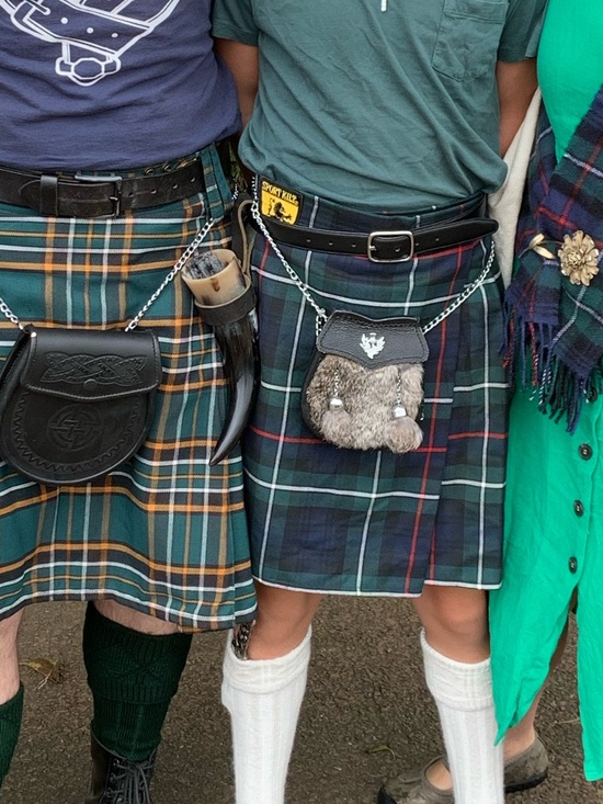 Kids Plaid Tartan Kilt in Green and Navy - Picture 6 of 6